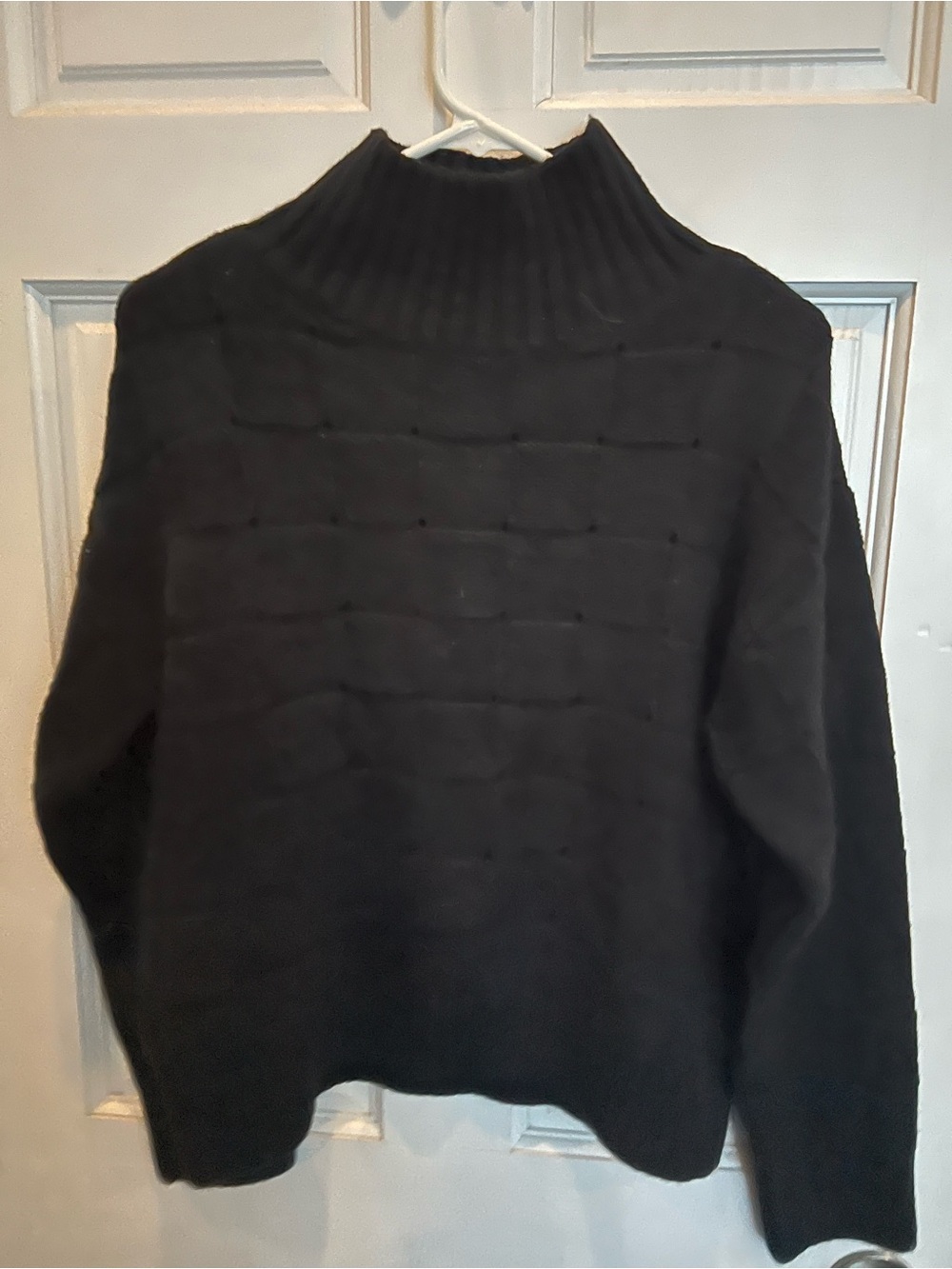 Ann Taylor Black Ribbed Mock Neck Sweater